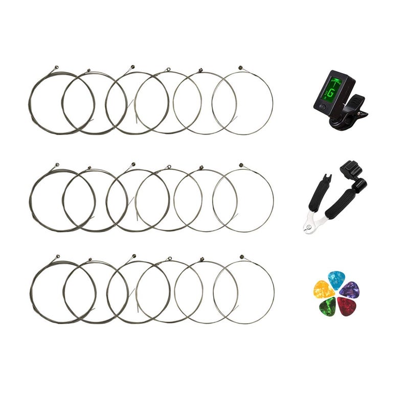 JYsun Electric Guitar Strings 3 Full Sets and Tuner, 3 in 1 Restringing Tool, Picks - Image 1